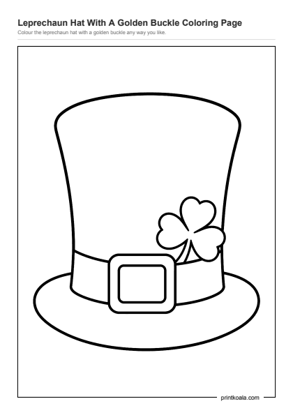 Preview of the Leprechaun Hat With A Golden Buckle Coloring Page printable worksheet
