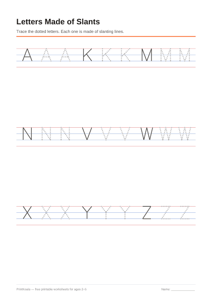 Preview of the Letters Made of Slants printable worksheet