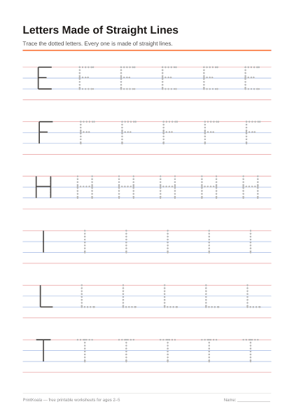Preview of the Letters Made of Straight Lines printable worksheet