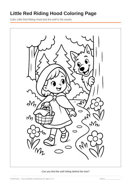 Preview of the Little Red Riding Hood Coloring Page printable worksheet