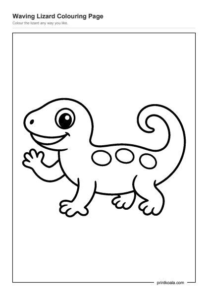 Preview of the Waving Lizard Colouring Page printable worksheet