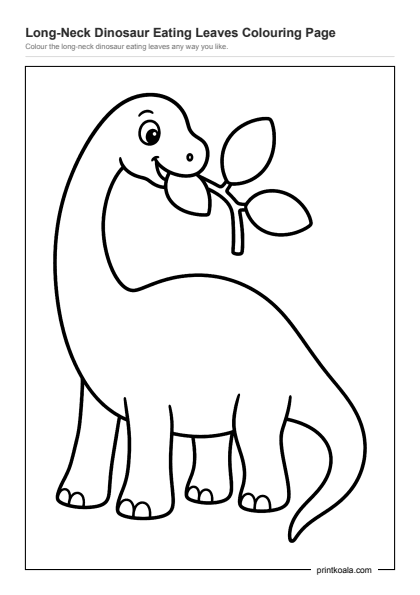 Preview of the Long-Neck Dinosaur Eating Leaves Colouring Page printable worksheet