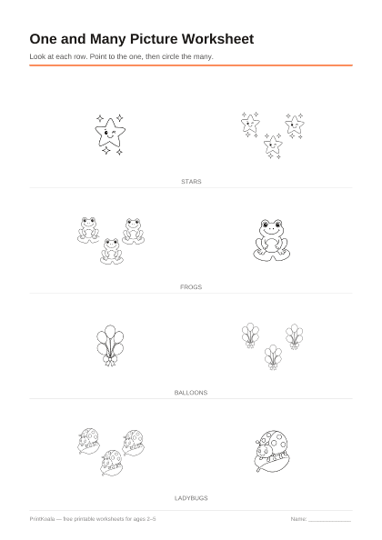 Preview of the One and Many Picture Worksheet printable worksheet