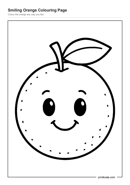 Preview of the Smiling Orange Colouring Page printable worksheet