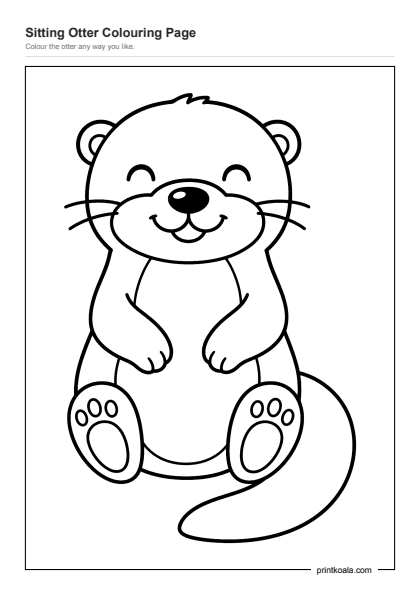 Preview of the Sitting Otter Colouring Page printable worksheet
