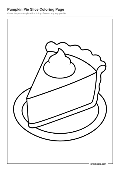 Preview of the Pumpkin Pie Slice Coloring Page printable worksheet