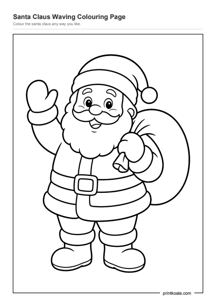 Preview of the Santa Claus Waving Colouring Page printable worksheet