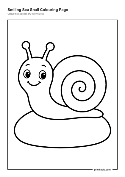 Preview of the Smiling Sea Snail Colouring Page printable worksheet