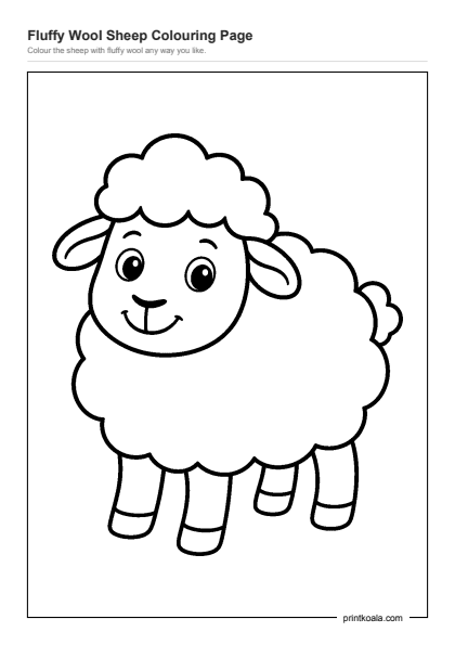 Preview of the Fluffy Wool Sheep Colouring Page printable worksheet