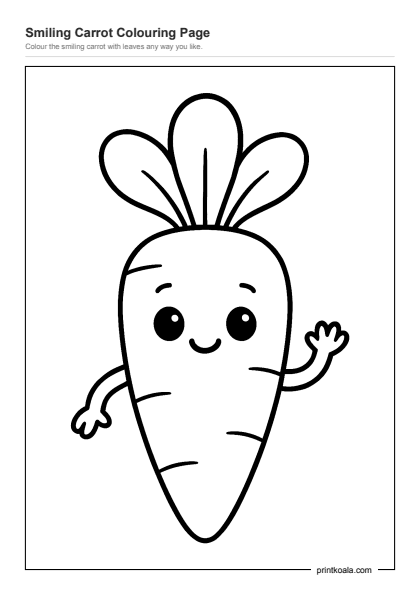 Preview of the Smiling Carrot Colouring Page printable worksheet