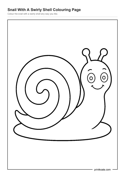 Preview of the Snail With A Swirly Shell Colouring Page printable worksheet