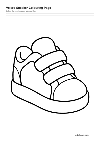 Preview of the Velcro Sneaker Colouring Page printable worksheet