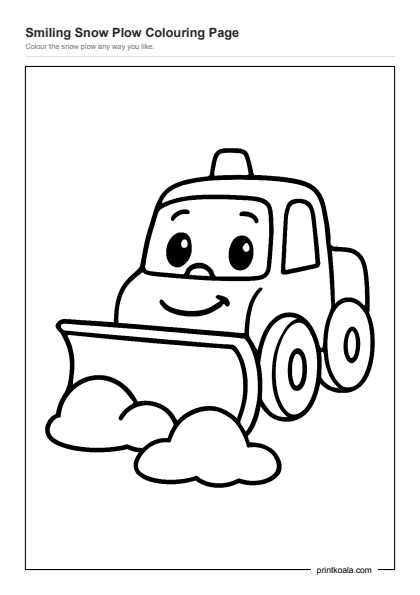 Preview of the Smiling Snow Plow Colouring Page printable worksheet