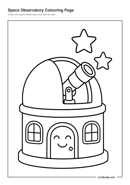 Preview of the Space Observatory Colouring Page printable worksheet