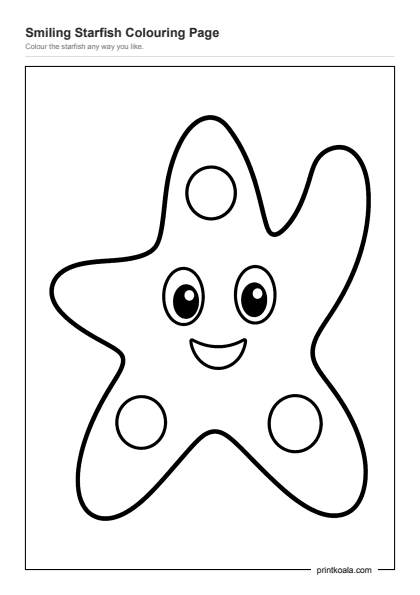 Preview of the Smiling Starfish Colouring Page printable worksheet