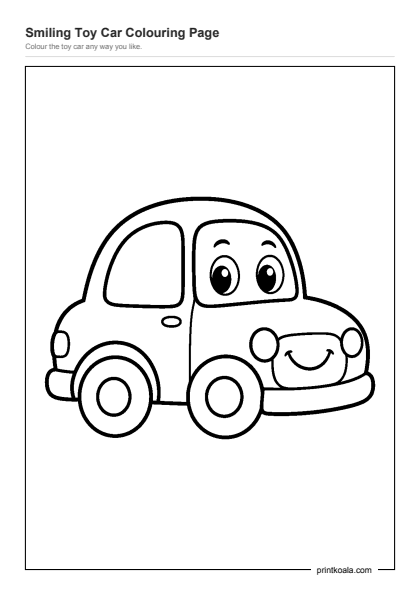 Preview of the Smiling Toy Car Colouring Page printable worksheet