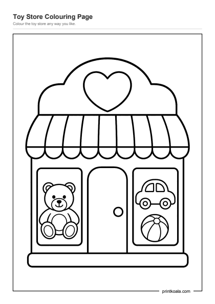 Preview of the Toy Store Colouring Page printable worksheet