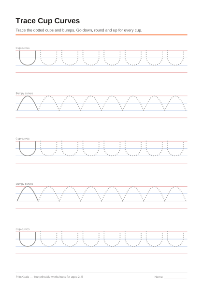 Preview of the Trace Cup Curves printable worksheet