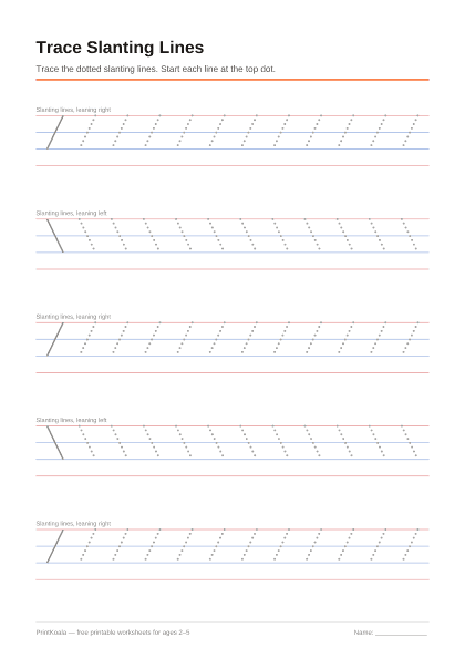 Preview of the Trace Slanting Lines printable worksheet
