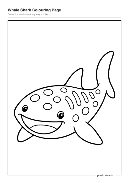 Preview of the Whale Shark Colouring Page printable worksheet