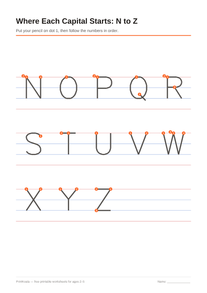 Preview of the Where Each Capital Starts: N to Z printable worksheet