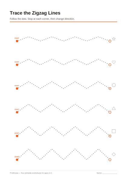 Preview of the Zigzag Line Tracing printable worksheet