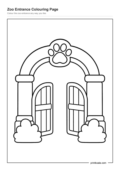 Preview of the Zoo Entrance Colouring Page printable worksheet