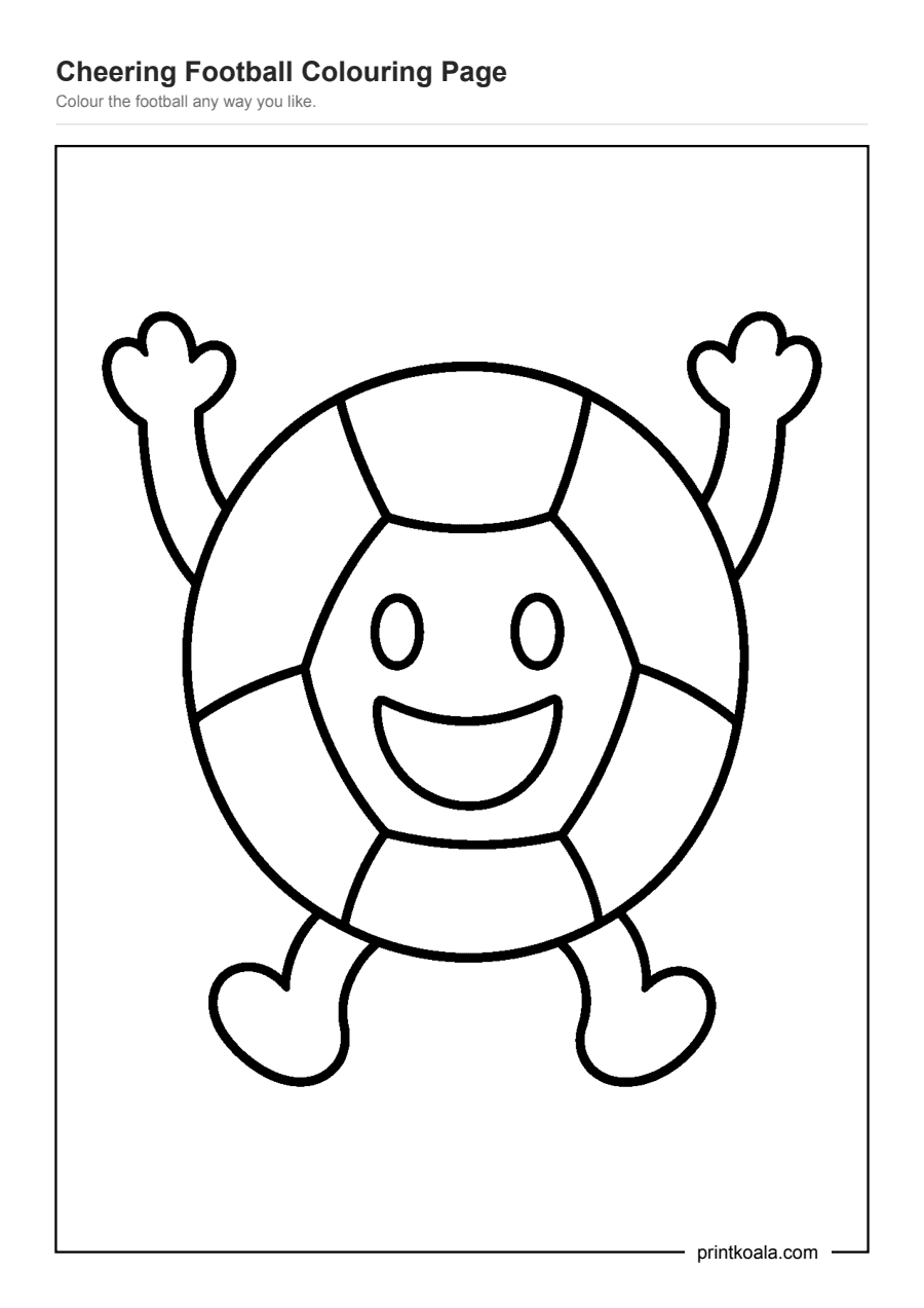 Full preview of the Cheering Football Colouring Page worksheet