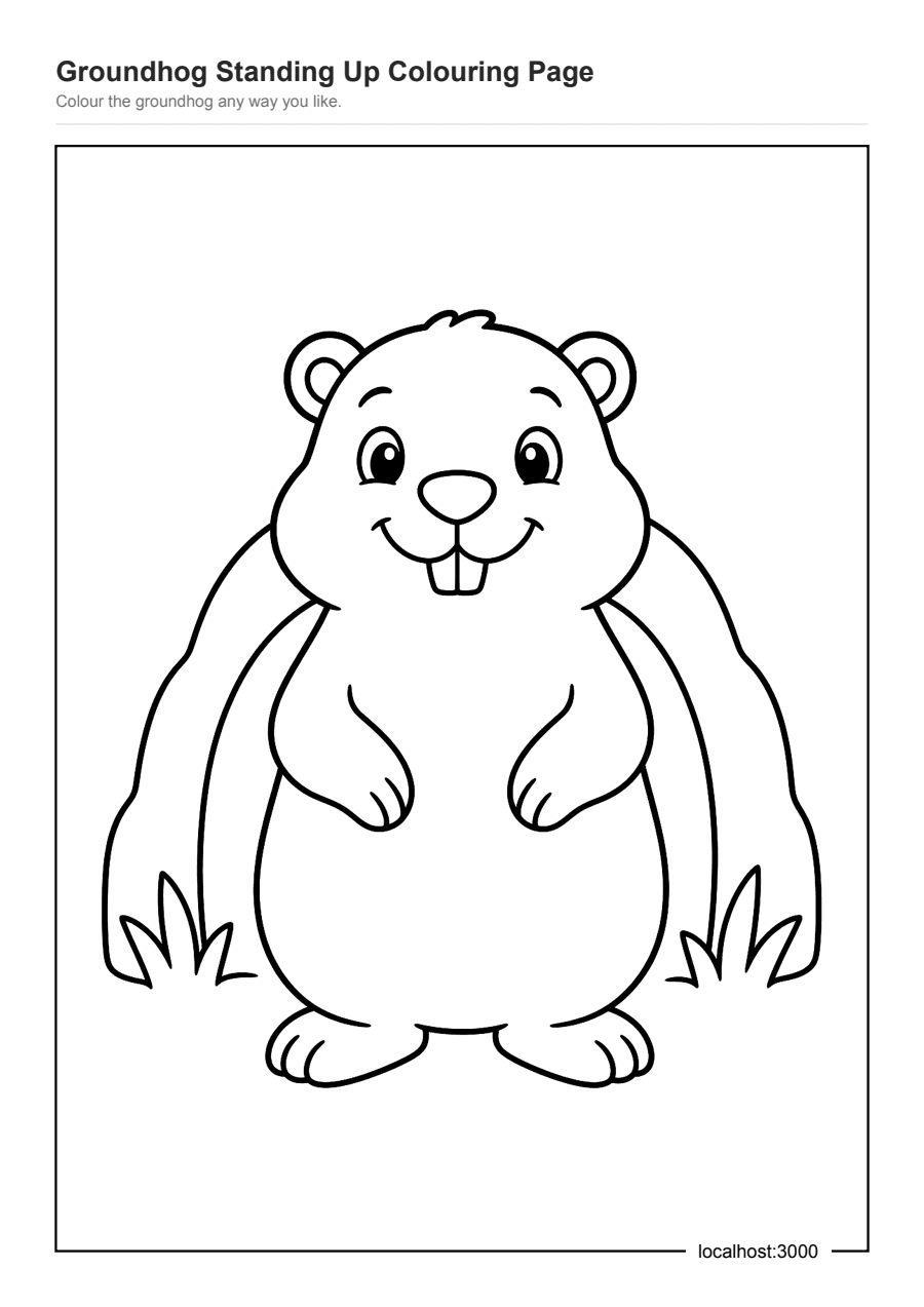 Full preview of the Groundhog Standing Up Colouring Page worksheet