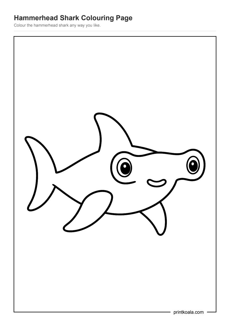 Full preview of the Hammerhead Shark Colouring Page worksheet