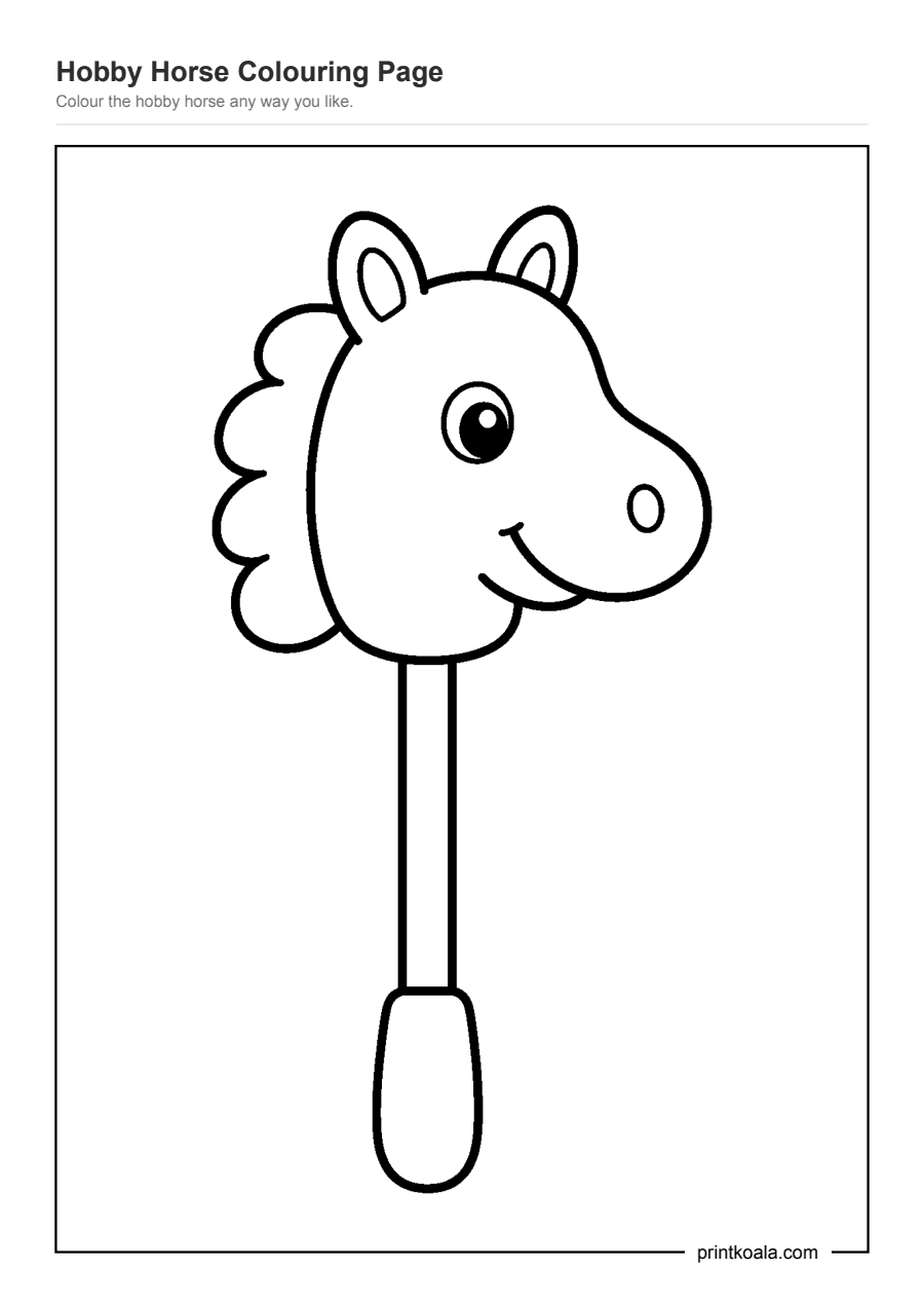 Full preview of the Hobby Horse Colouring Page worksheet