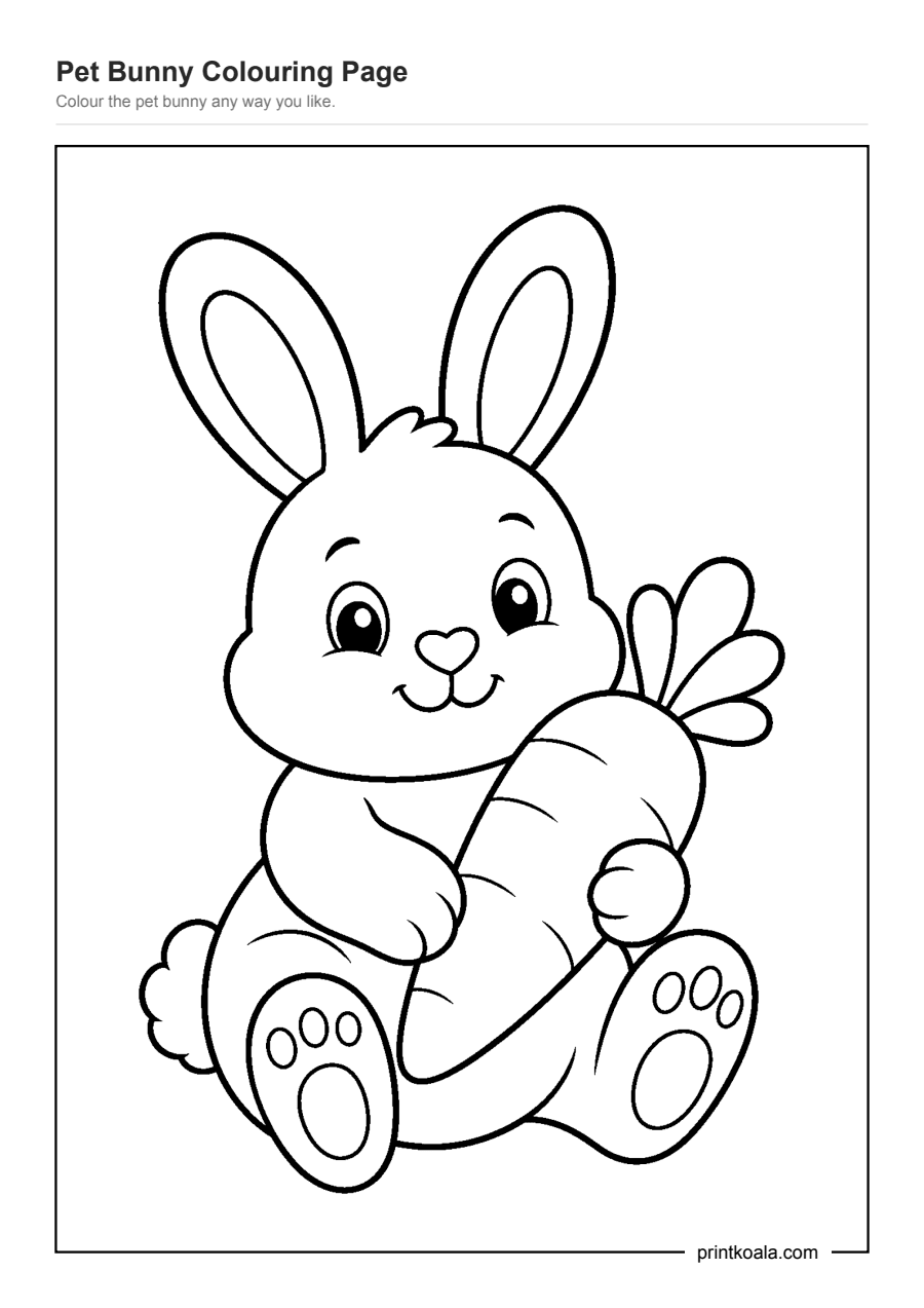 Full preview of the Pet Bunny Colouring Page worksheet