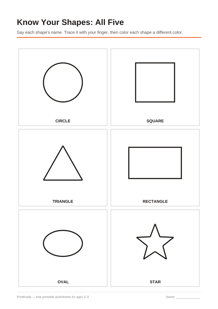 Full preview of the Know Your Shapes: All Five worksheet