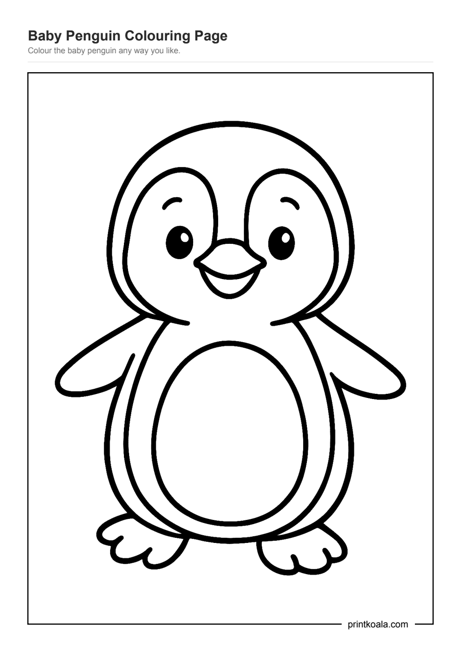 Full preview of the Baby Penguin Colouring Page worksheet