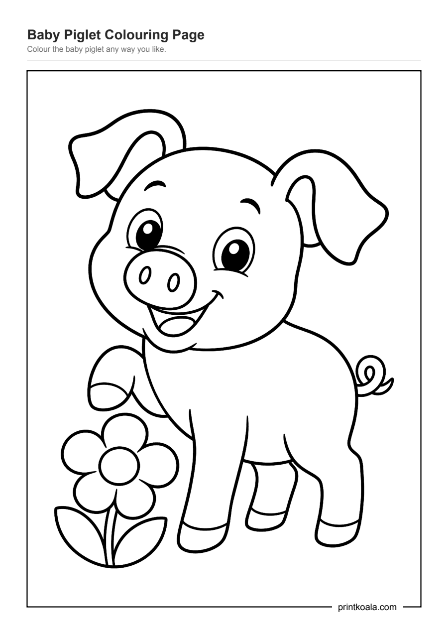 Full preview of the Baby Piglet Colouring Page worksheet