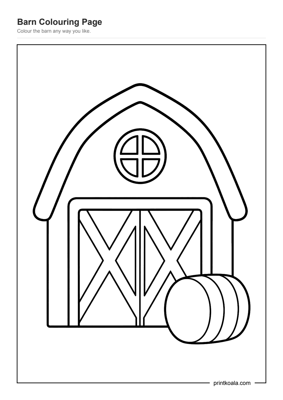 Full preview of the Barn Colouring Page worksheet