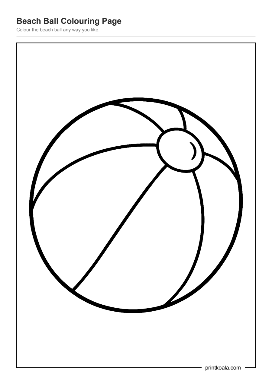 Full preview of the Beach Ball Colouring Page worksheet