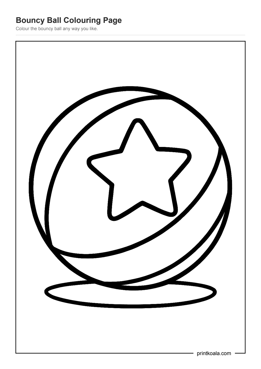 Full preview of the Bouncy Ball Colouring Page worksheet