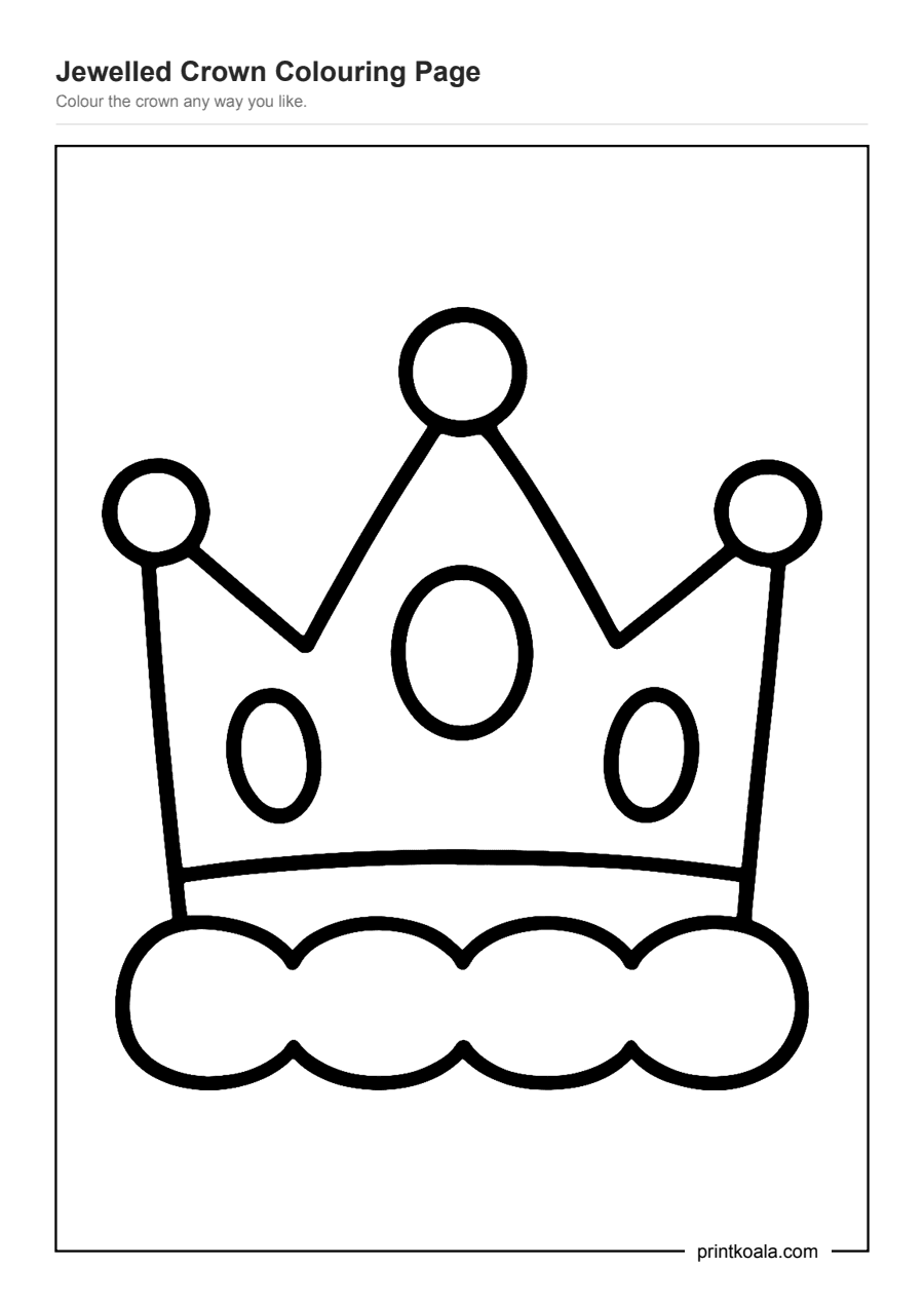 Full preview of the Jewelled Crown Colouring Page worksheet