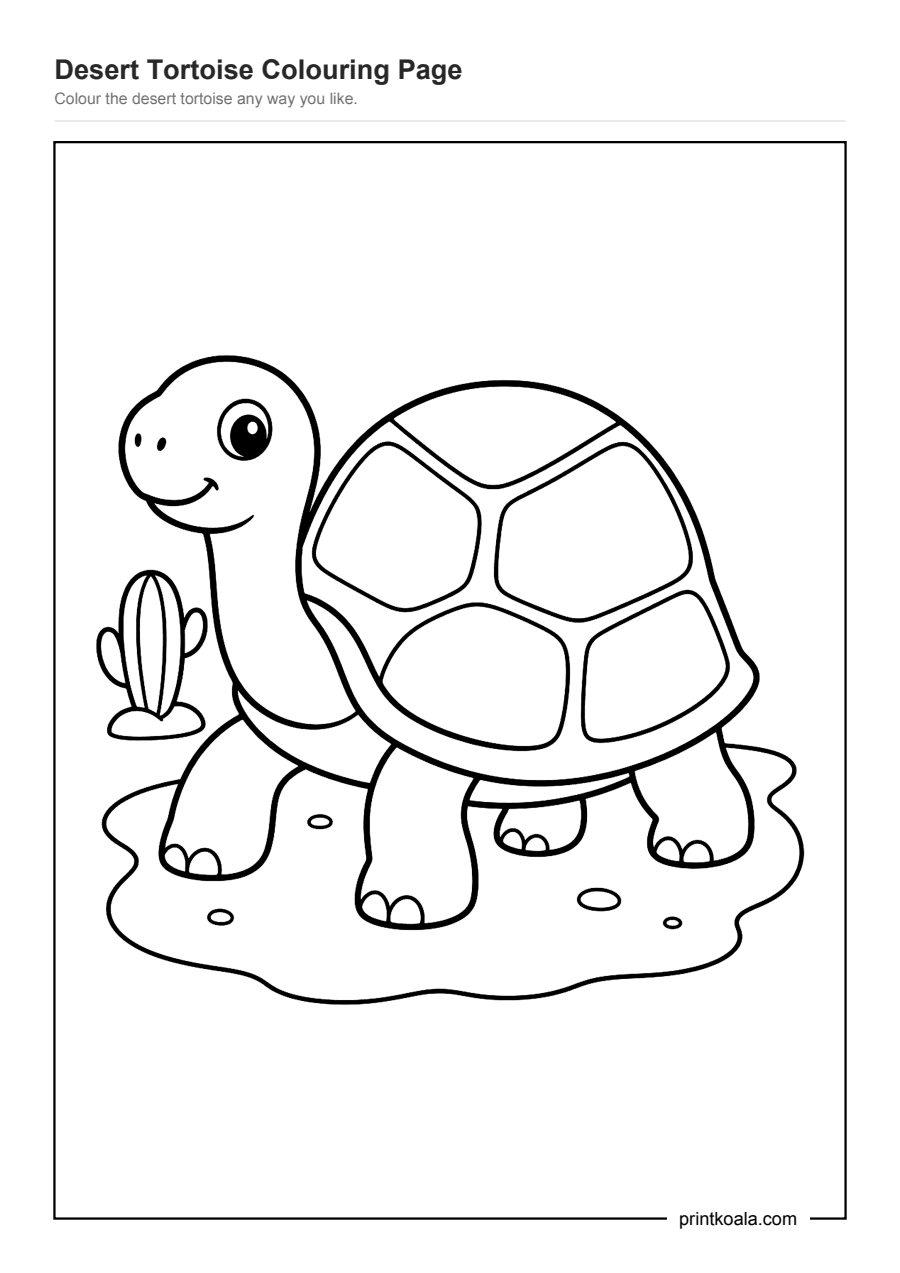 Full preview of the Desert Tortoise Colouring Page worksheet