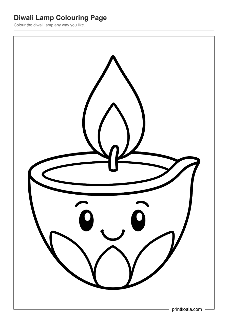 Full preview of the Diwali Lamp Colouring Page worksheet
