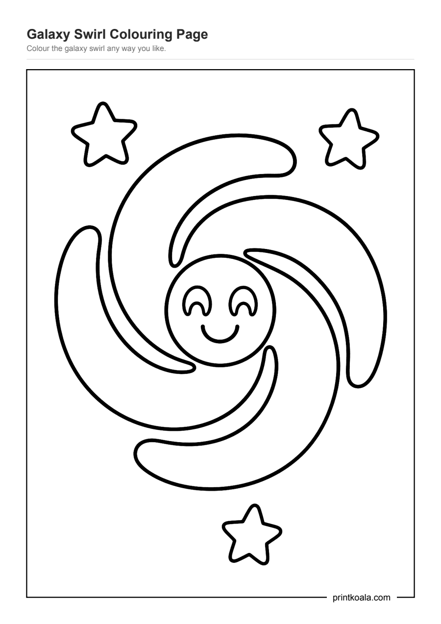 Full preview of the Galaxy Swirl Colouring Page worksheet