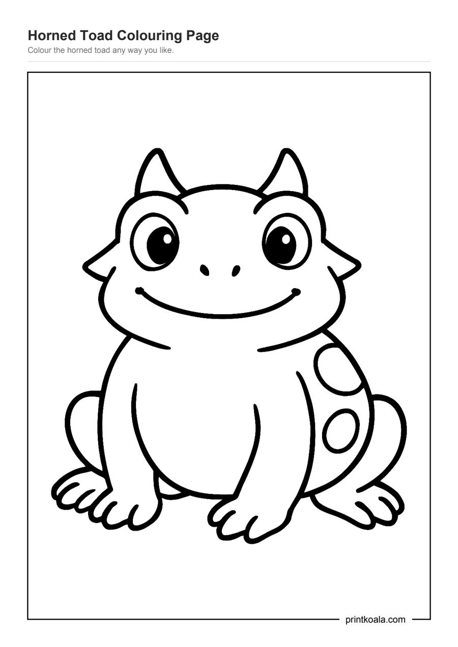 Full preview of the Horned Toad Colouring Page worksheet