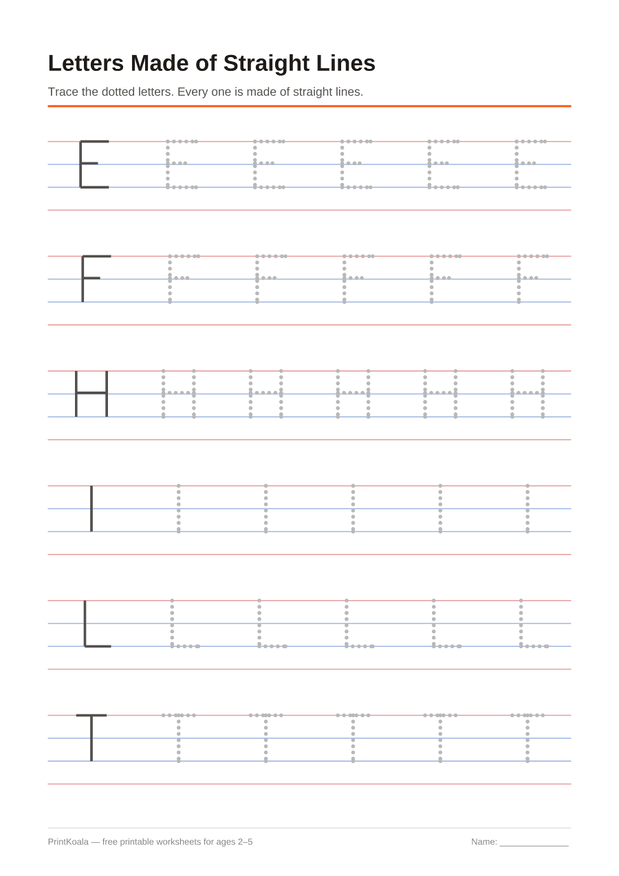 Full preview of the Letters Made of Straight Lines worksheet