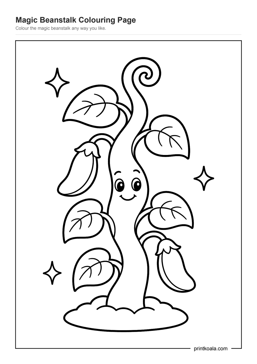 Full preview of the Magic Beanstalk Colouring Page worksheet