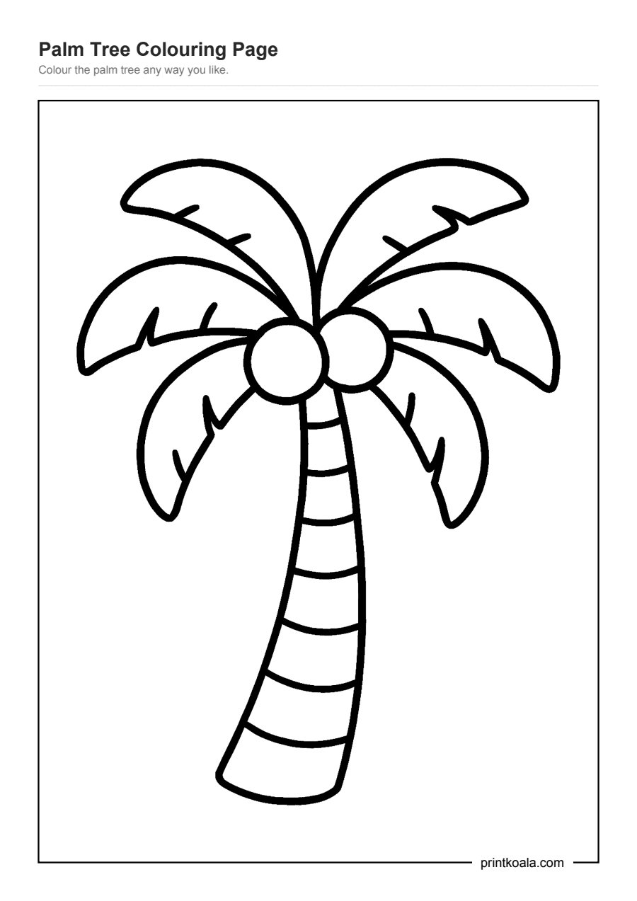 Full preview of the Palm Tree Colouring Page worksheet