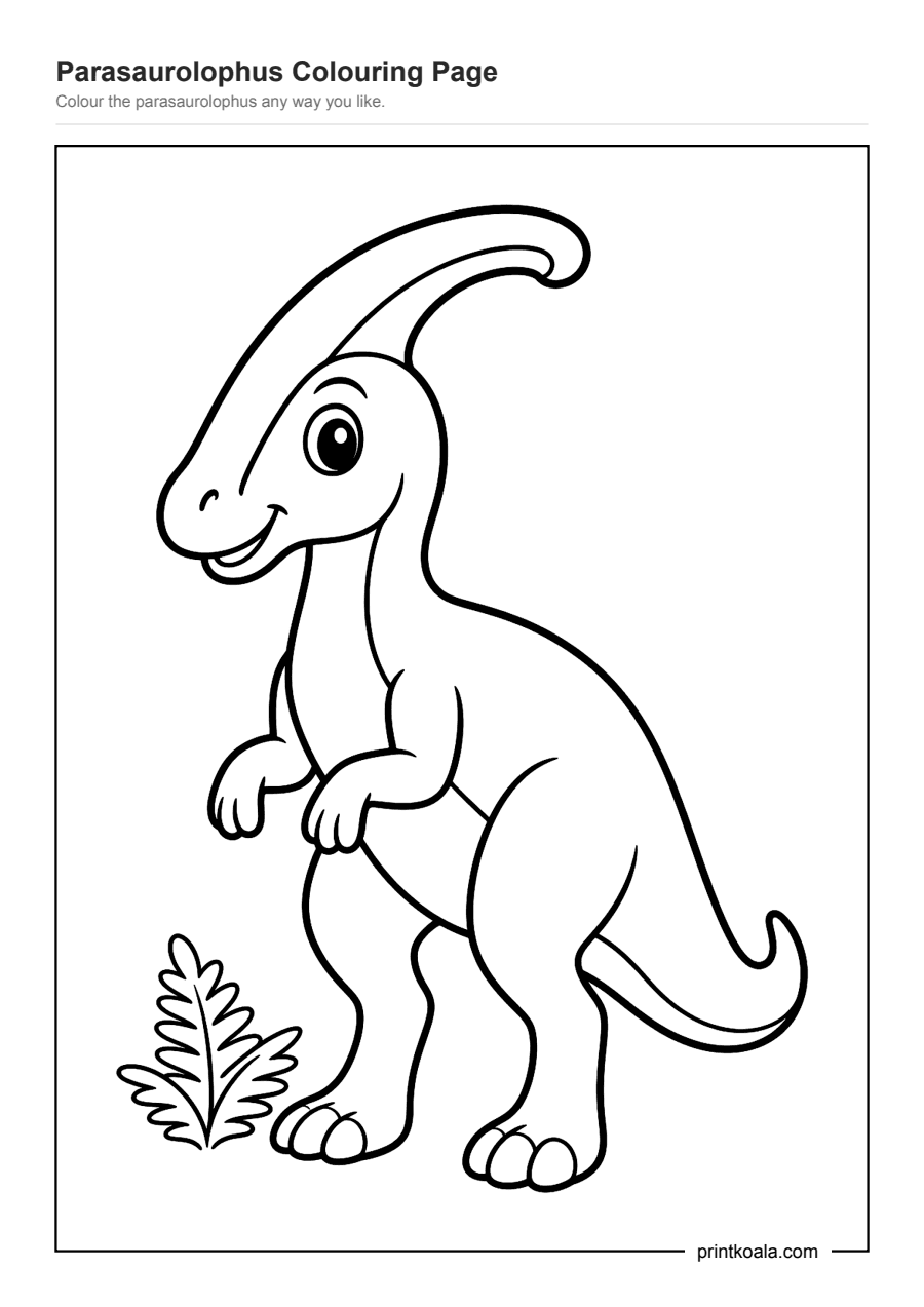Full preview of the Parasaurolophus Colouring Page worksheet
