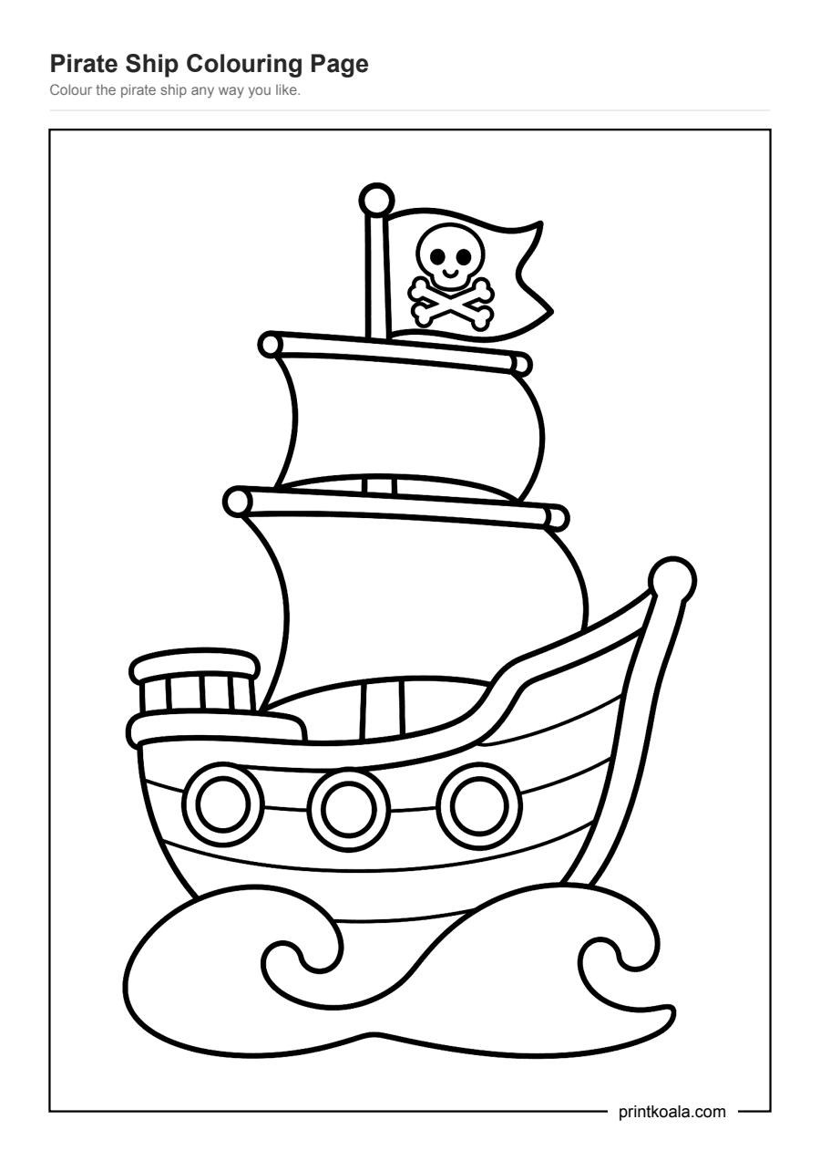 Full preview of the Pirate Ship Colouring Page worksheet