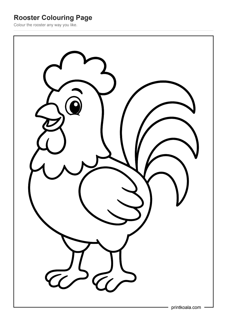 Full preview of the Rooster Colouring Page worksheet