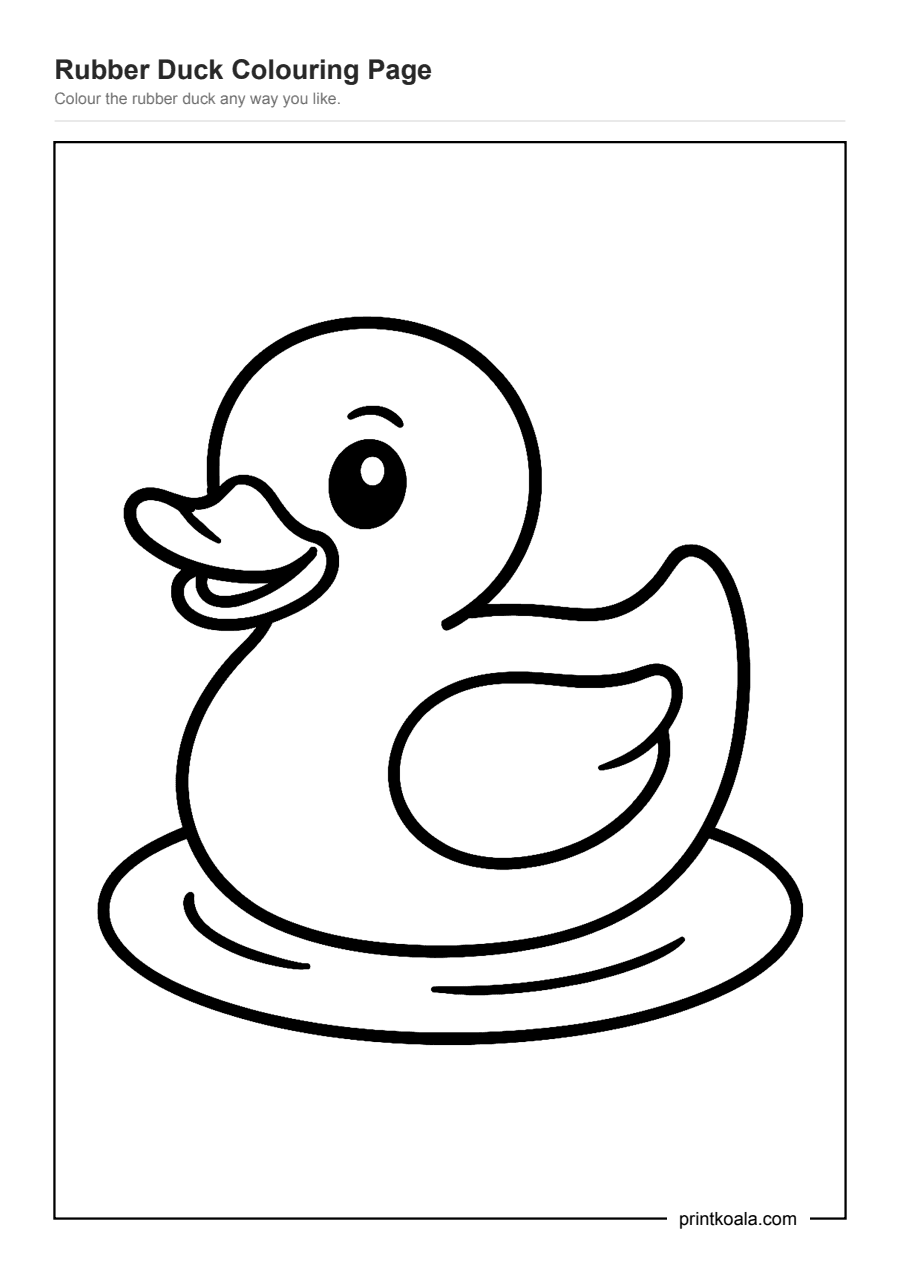 Full preview of the Rubber Duck Colouring Page worksheet